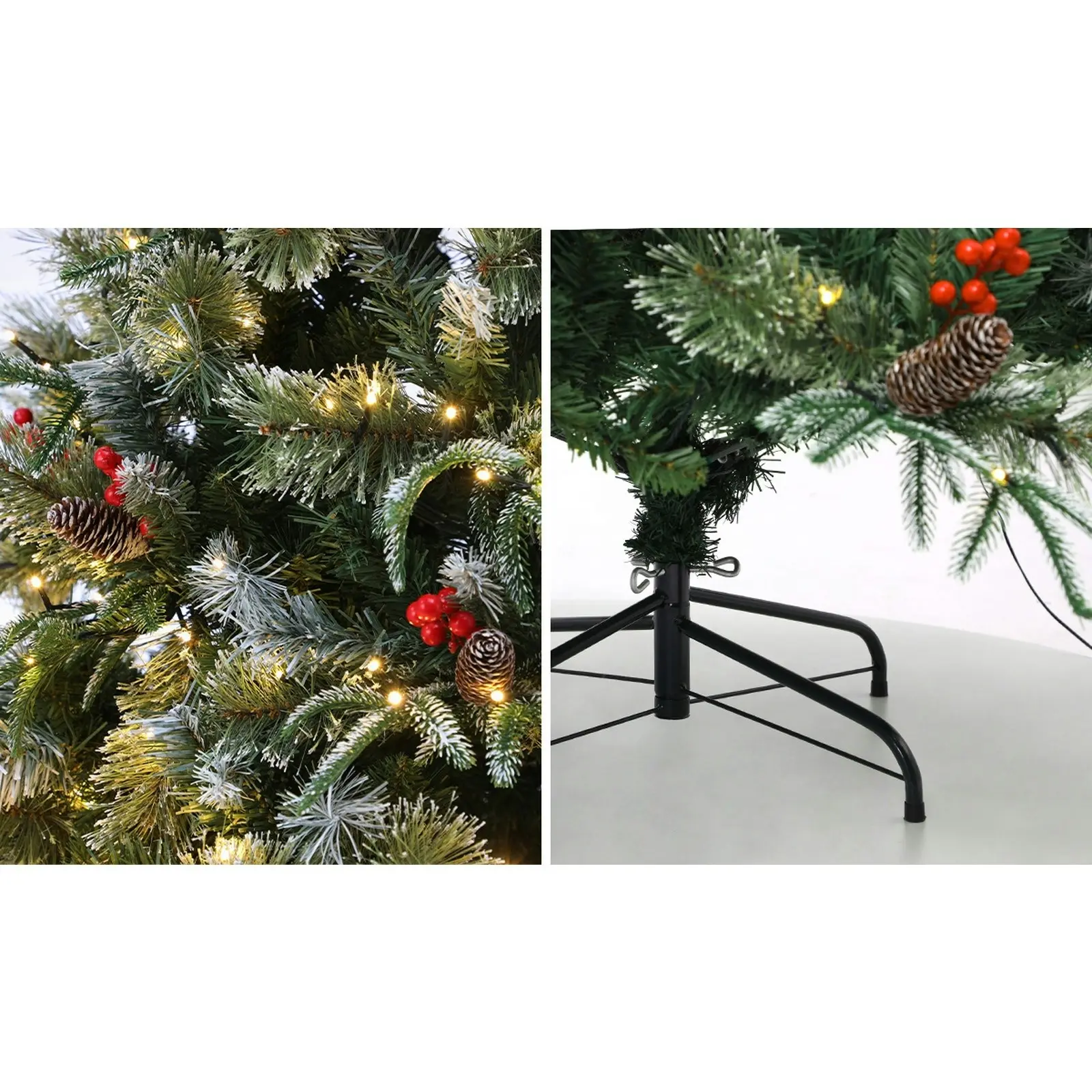 Mazam 2PCS LED Christmas Tree 2.1M 7FT Xmas Decorations w/ Ornaments 1210 Tips