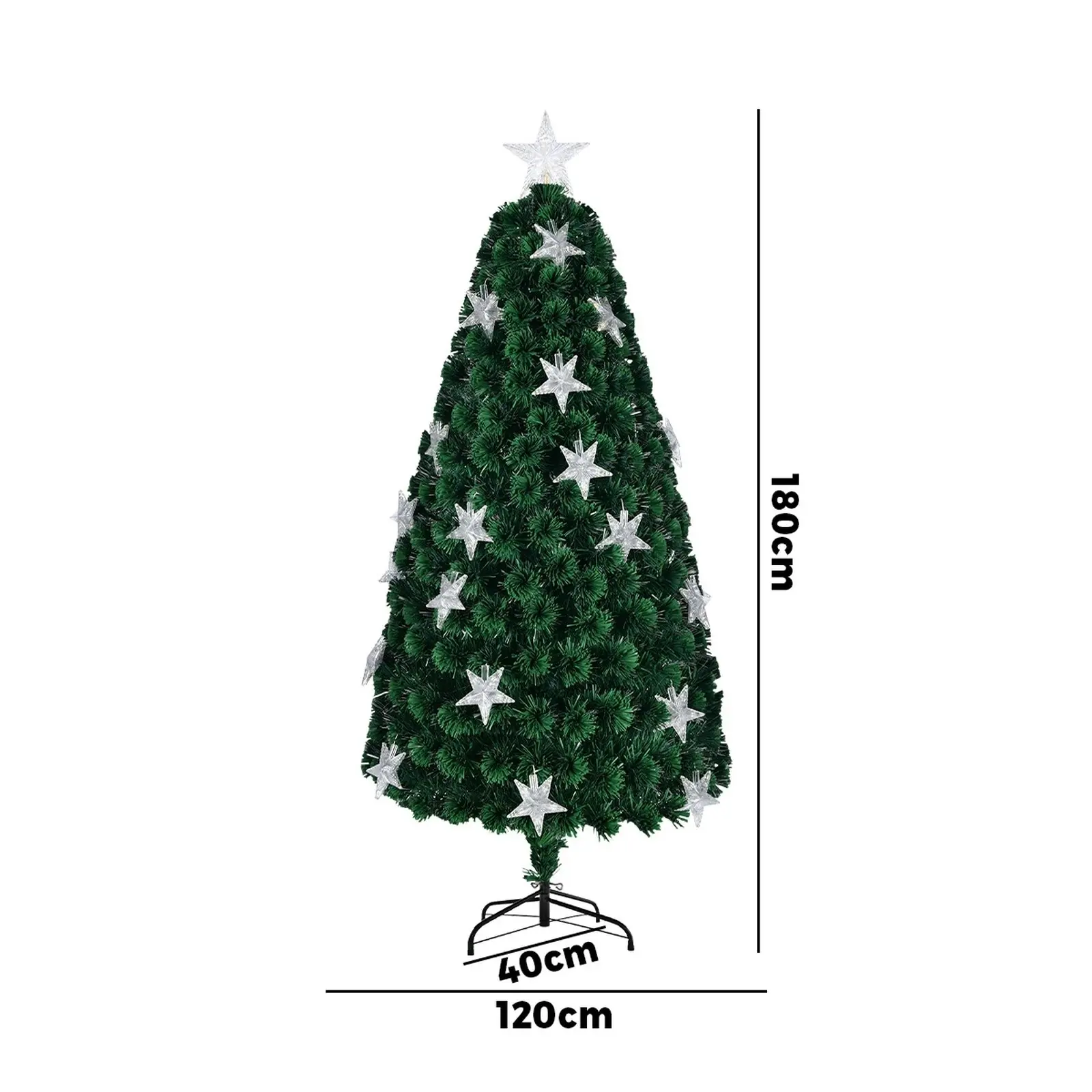 Mazam 2PCS Christmas Tree 6FT 1.8M LED Xmas Optic Fibre Green Multi Colour