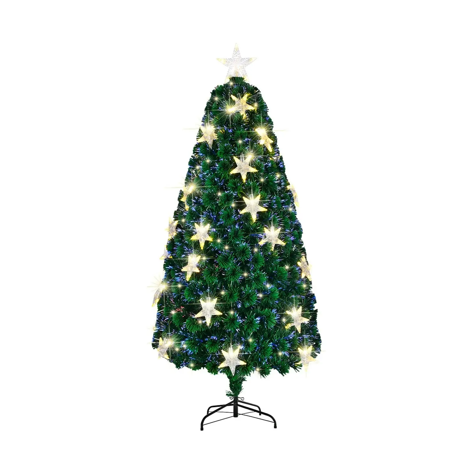 Mazam 2PCS Christmas Tree 6FT 1.8M LED Xmas Optic Fibre Green Multi Colour