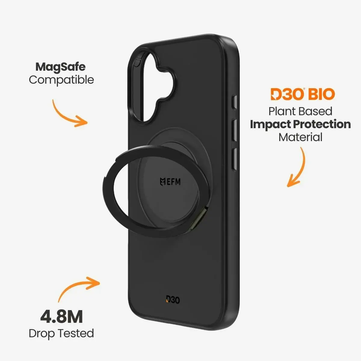 EFM Alta Case With D3o Bio For Iphone 16 - Black