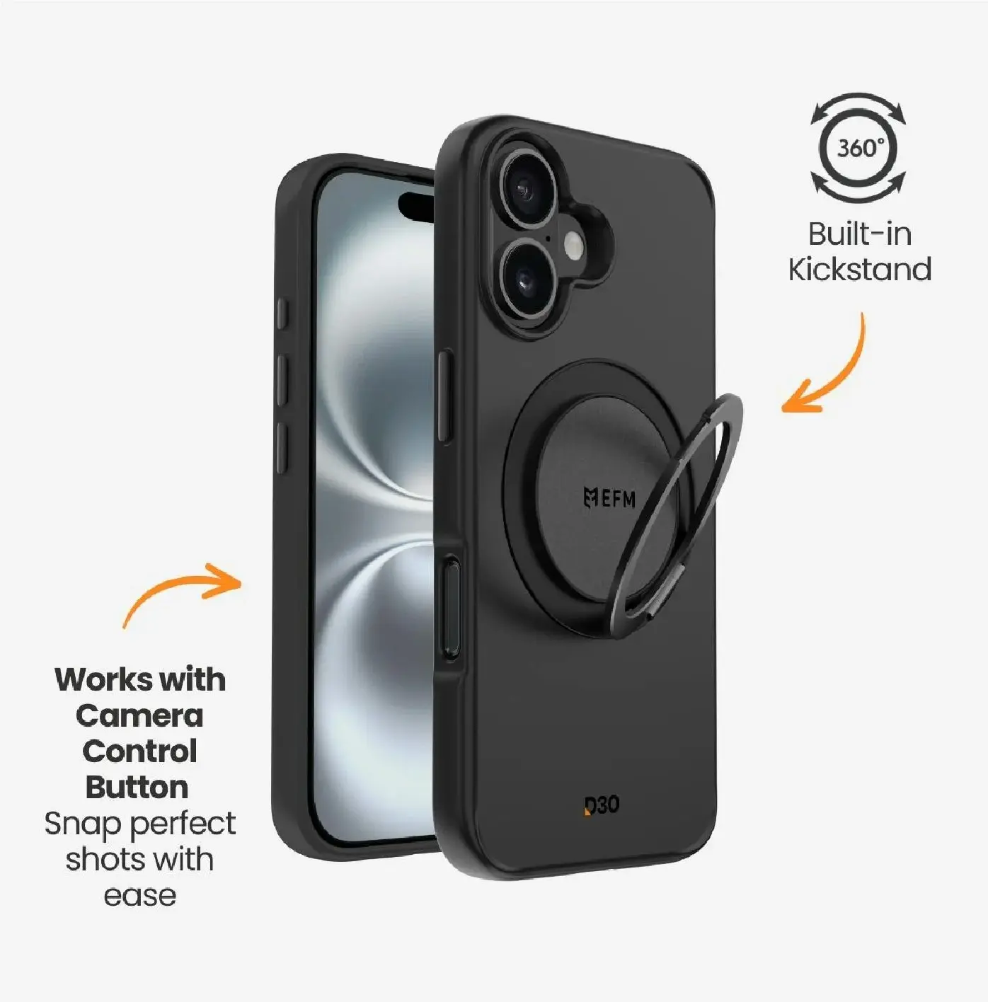 EFM Alta Case With D3o Bio For Iphone 16 - Black