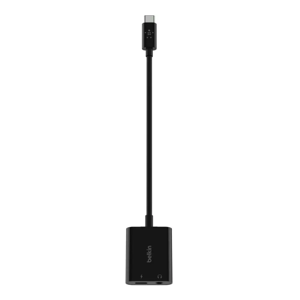 Belkin Rockstar 3.5mm Audio Plus Usb-c Charge Adapter - Black