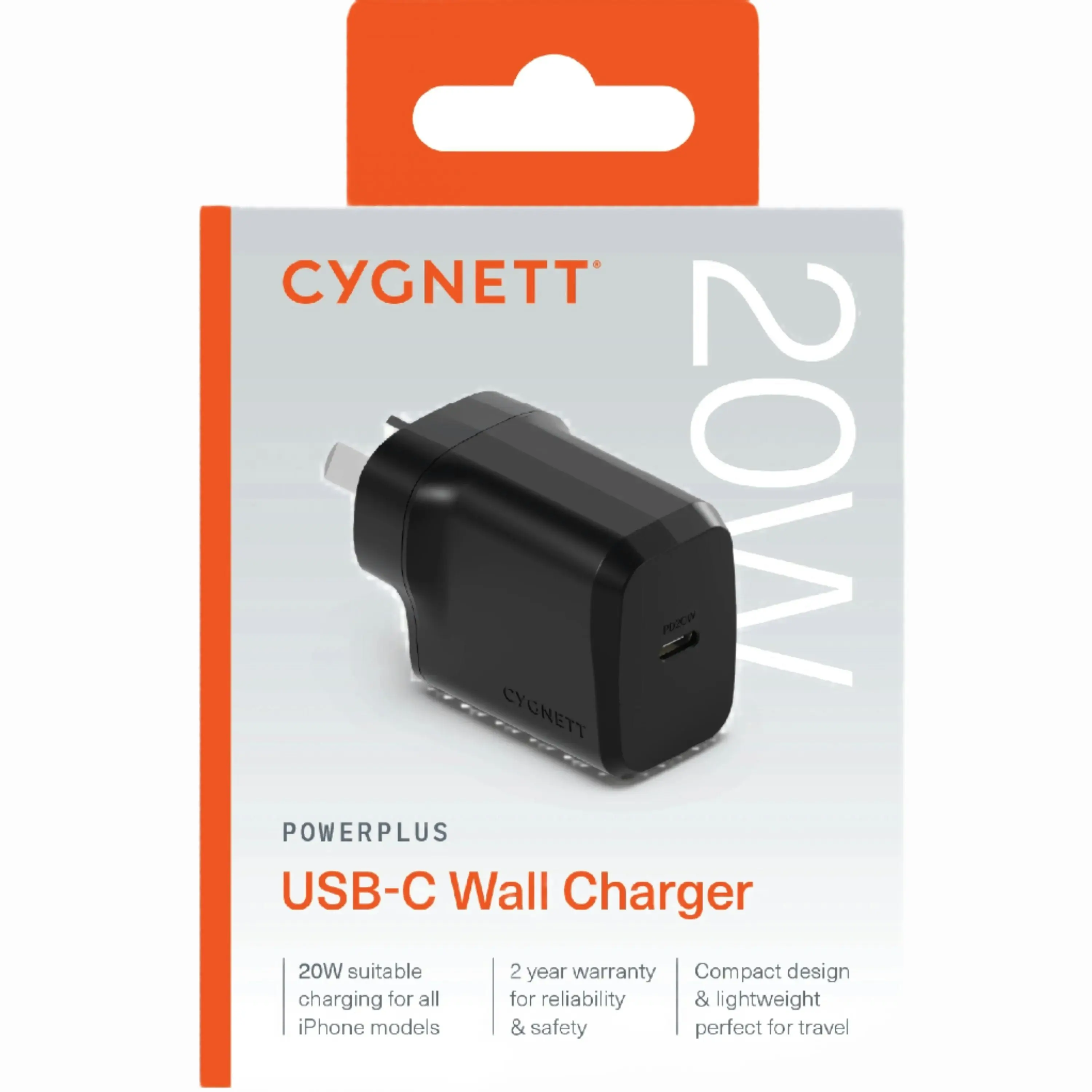 Cygnett Powerplus 20w Usb-c Pd Fast Wall Charger - Black