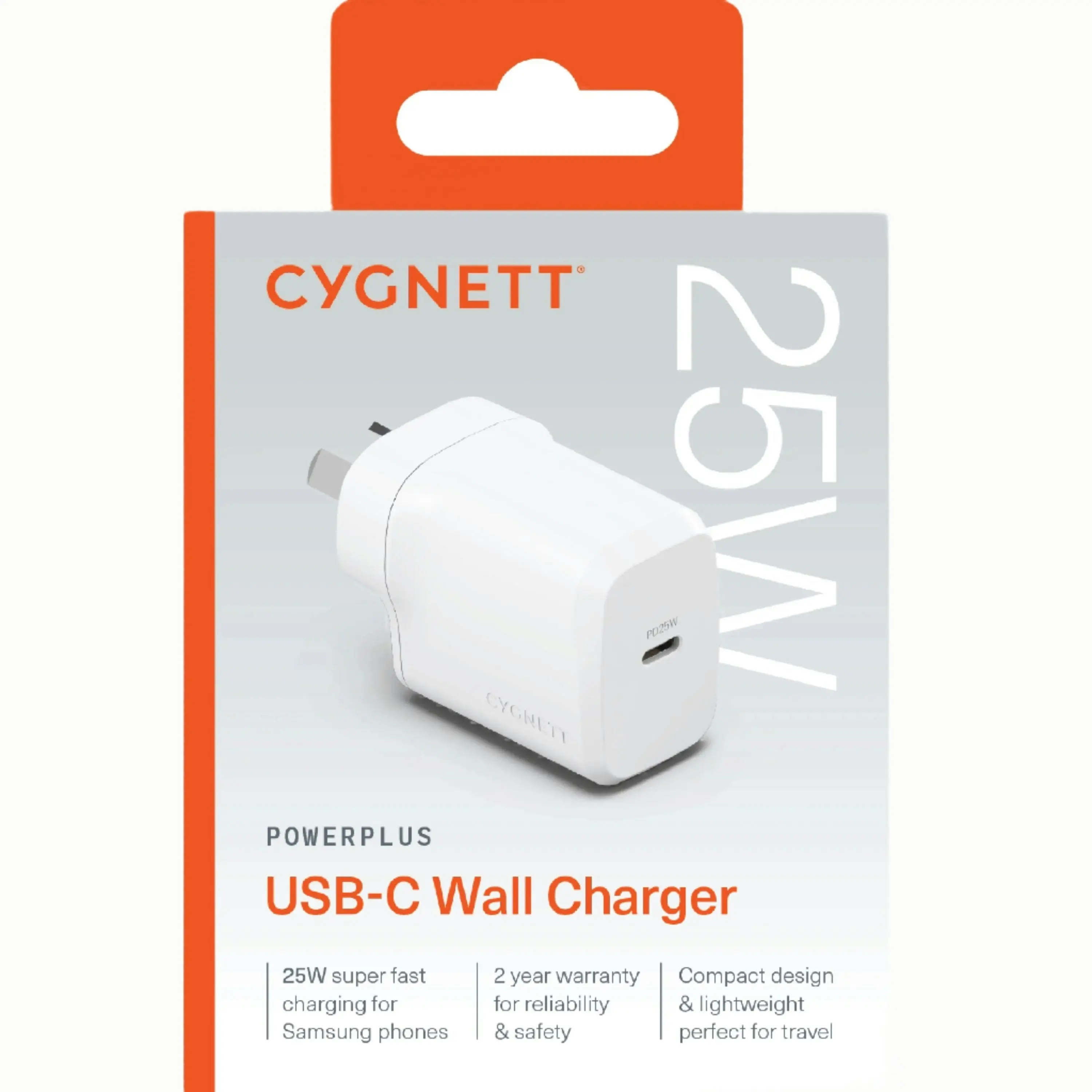 Cygnett Powerplus 25w Usb-c Pd Fast Wall Charger - White