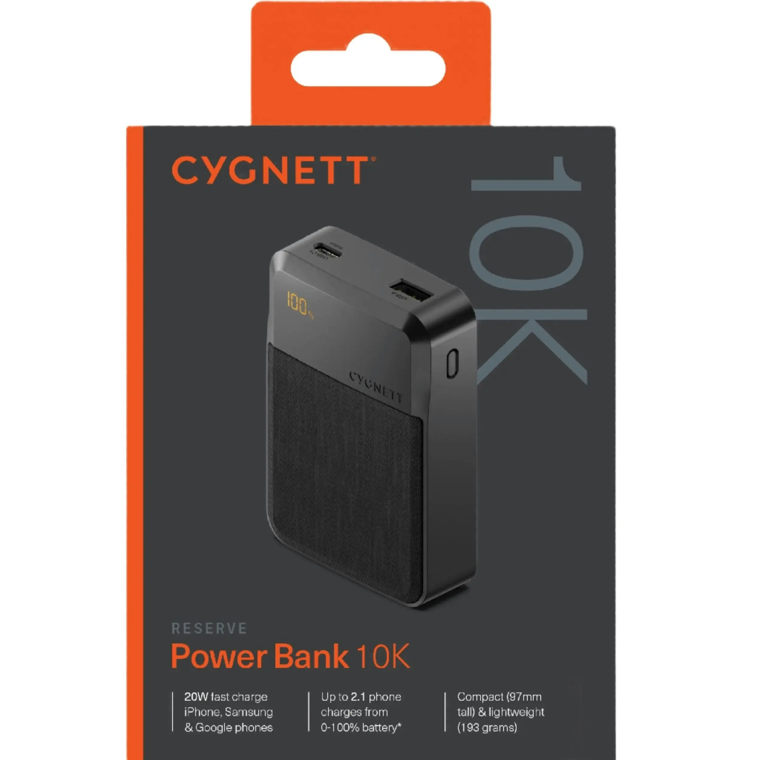 Cygnett Chargeup Reserve 3rd Gen 10k Mah Power Bank - Black