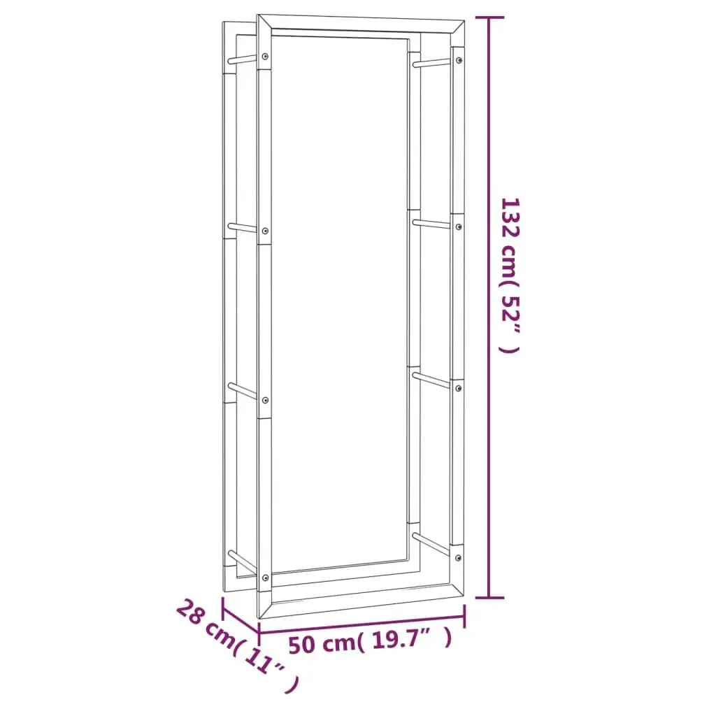 Firewood Rack Matt Black 50x28x132 cm Steel 350306