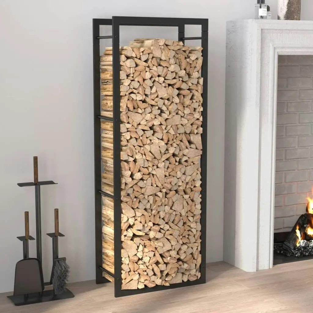 Firewood Rack Matt Black 50x28x132 cm Steel 350306