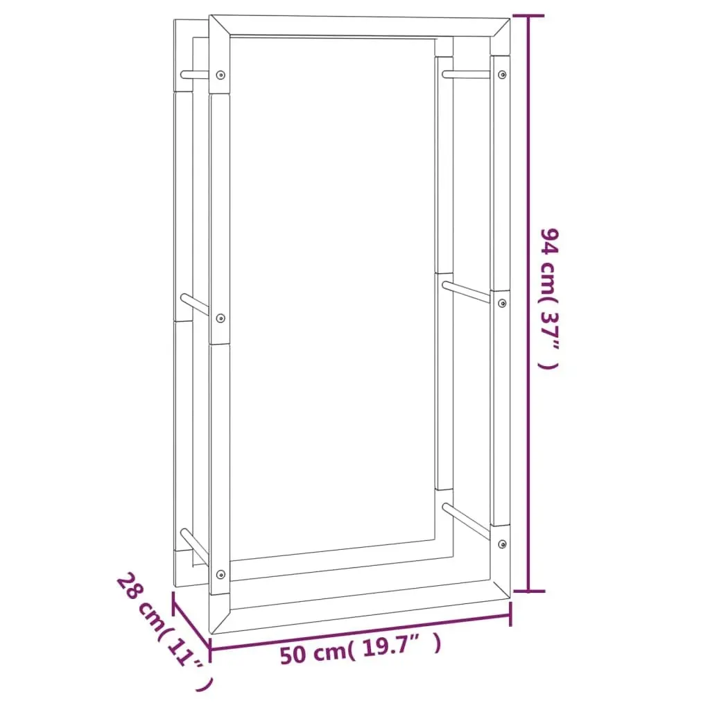 Firewood Rack Matt Black 50x28x94 cm Steel 350305