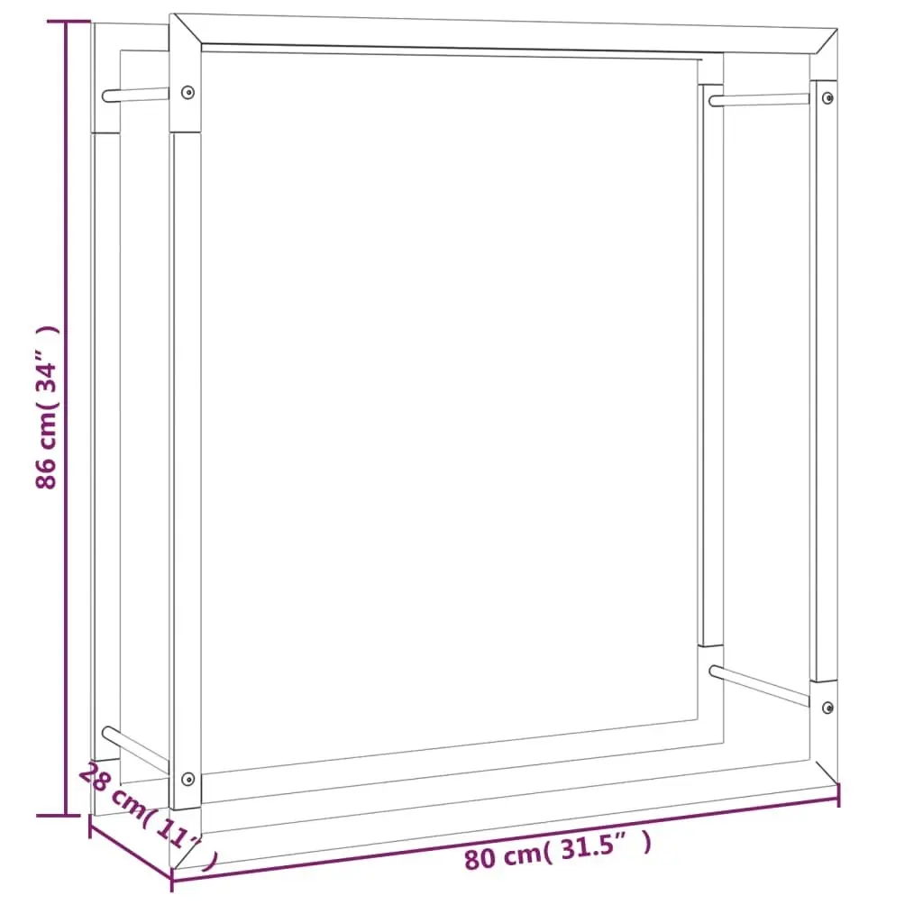 Firewood Rack Matt Black 80x28x86 cm Steel 350307