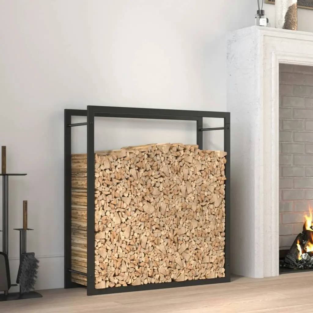 Firewood Rack Matt Black 80x28x86 cm Steel 350307