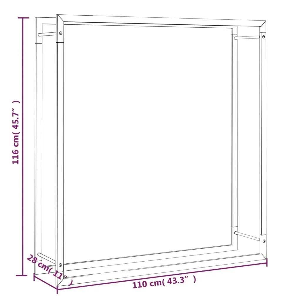 Firewood Rack Matt Black 110x28x116 cm Steel 350310