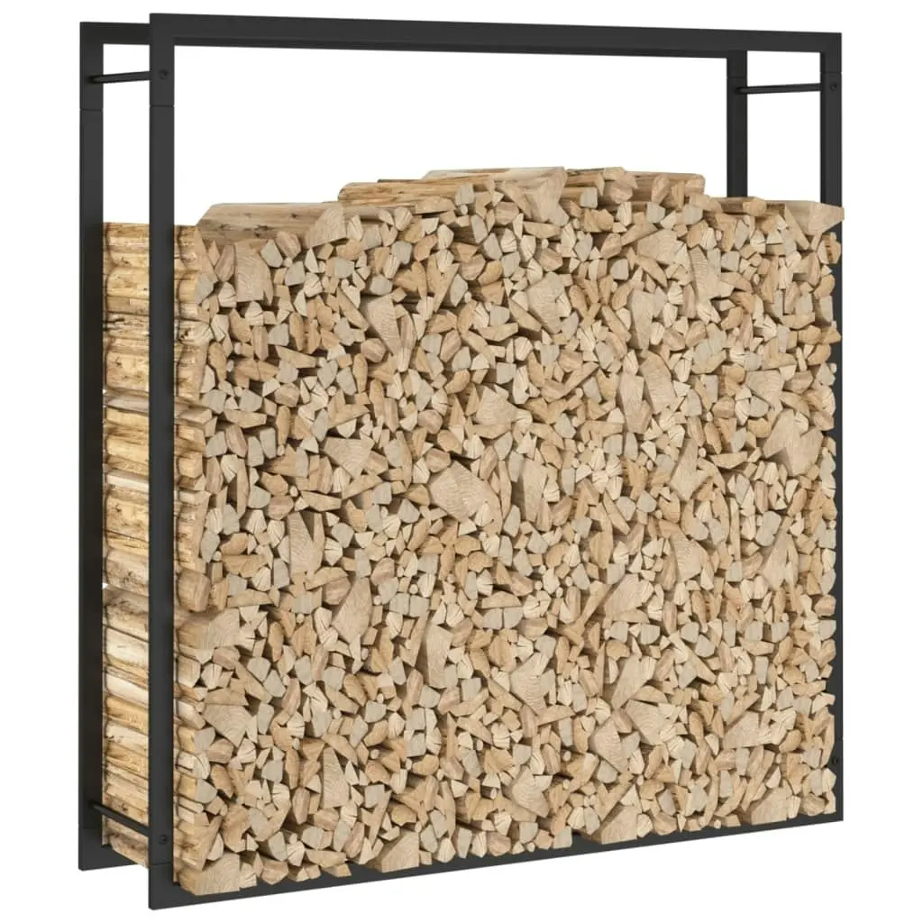 Firewood Rack Matt Black 110x28x116 cm Steel 350310