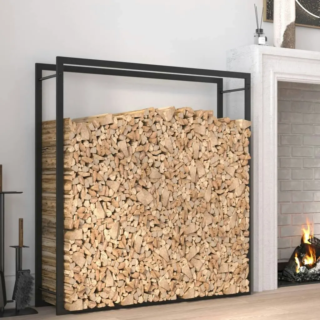 Firewood Rack Matt Black 110x28x116 cm Steel 350310