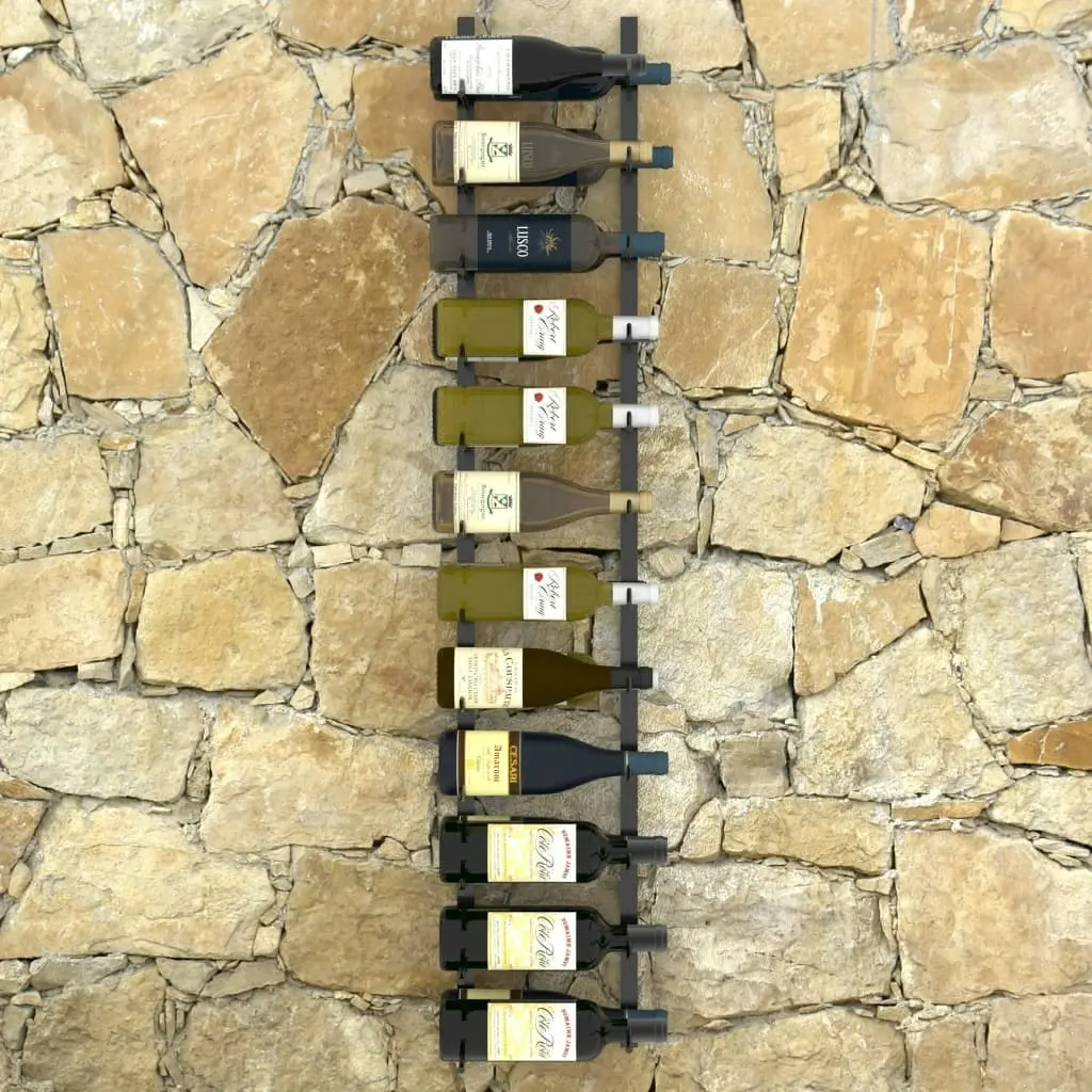 Wall-mounted Wine Rack for 24 Bottles Black Iron 289557