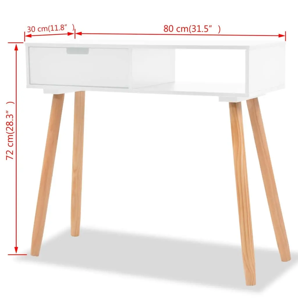 Console Table Solid Pinewood 80x30x72 cm White 244737