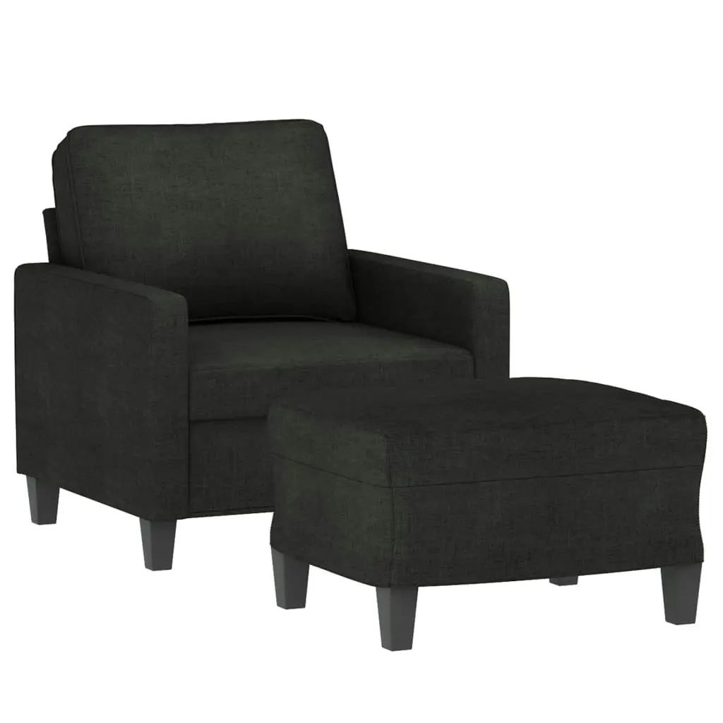 Sofa Chair with Footstool Black 60 cm Fabric 3201033