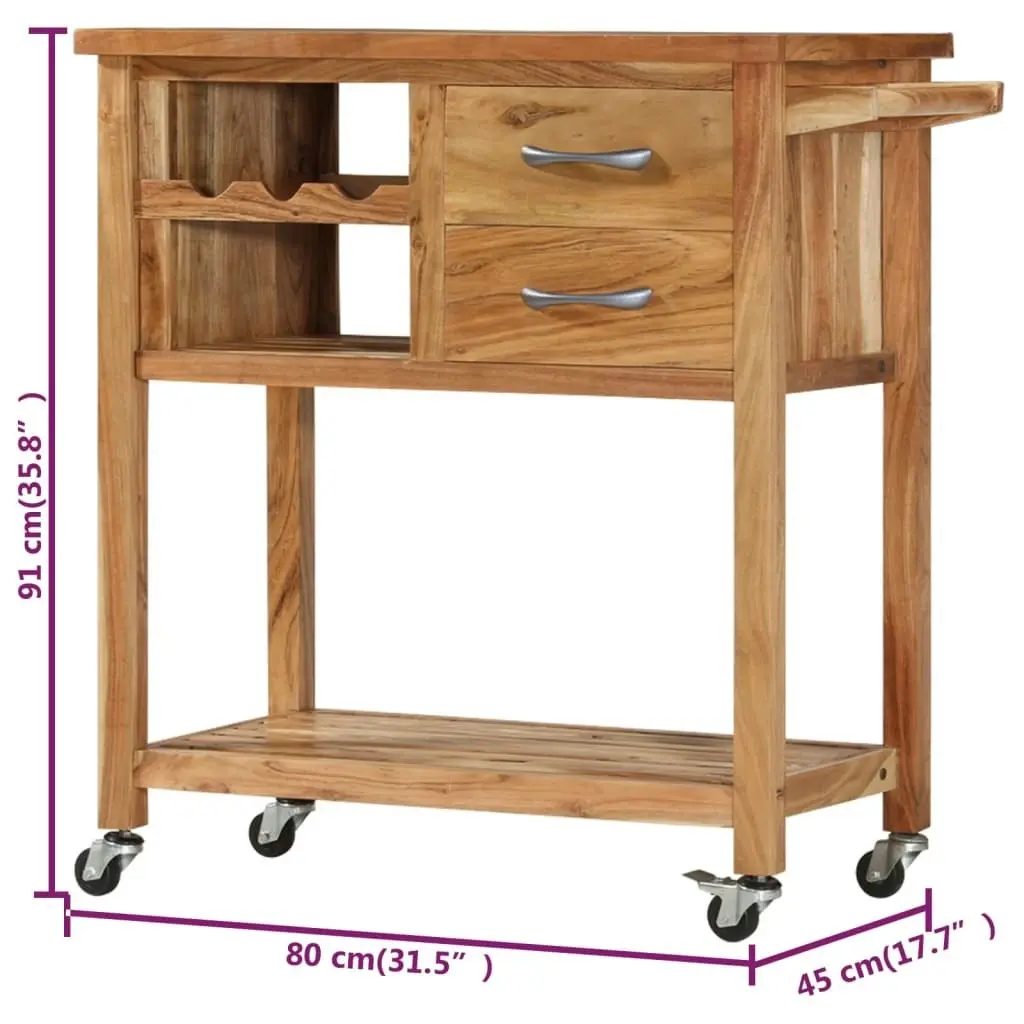 Kitchen Trolley 80x45x91 cm Solid Acacia Wood 282754