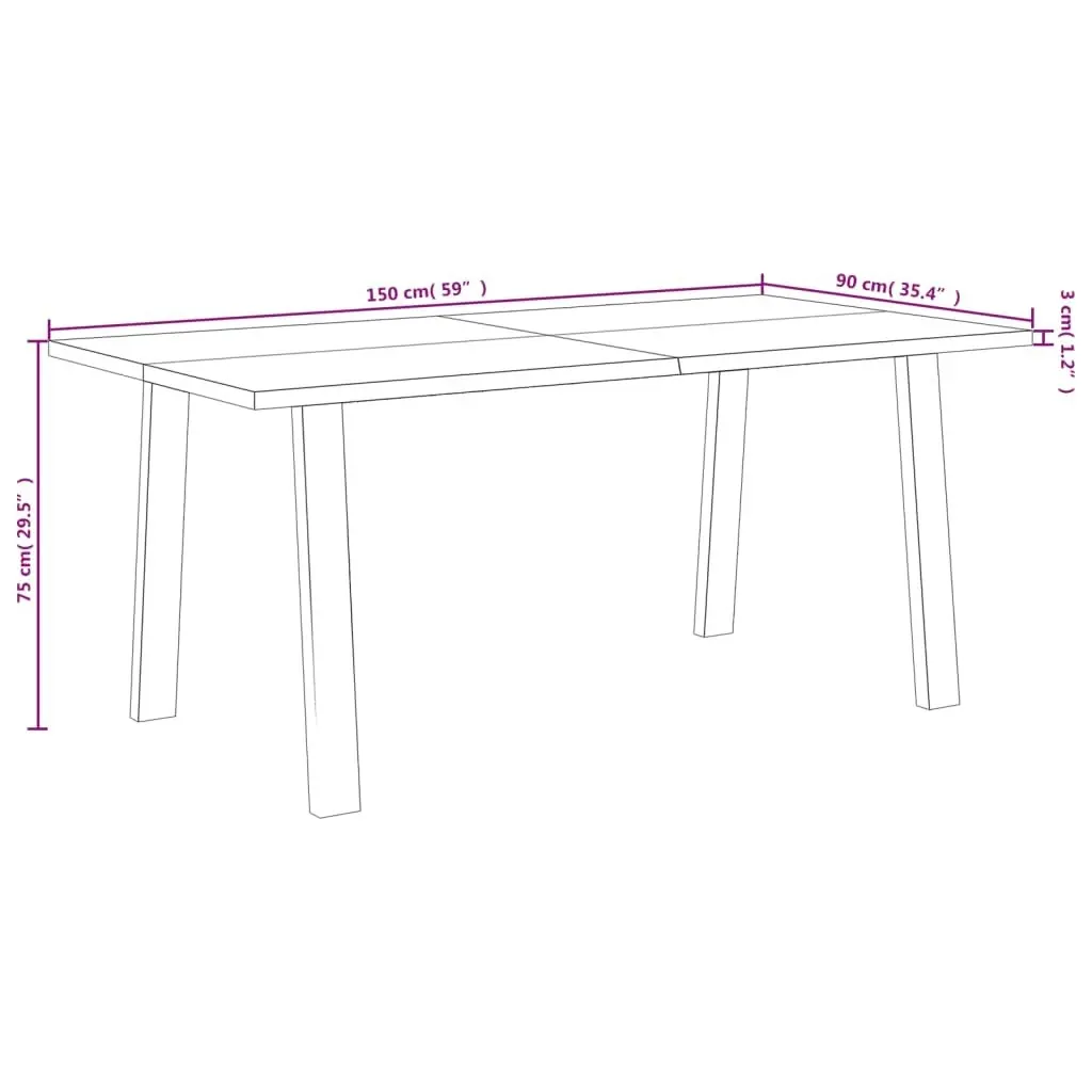 Dining Table 150x90x75 cm Solid Wood Acacia 353298