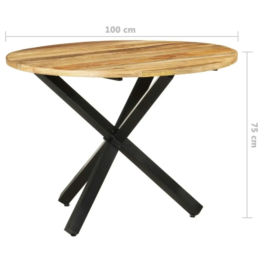 Dining Table Round 100x100x75 cm Rough Mango Wood 321681