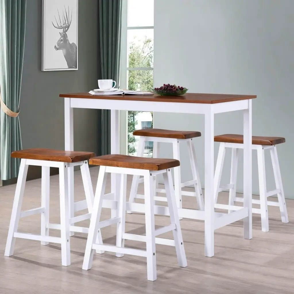 Bar Table and Stool Set 5 Pieces Solid Wood 275232