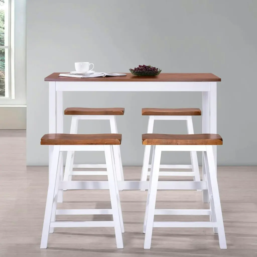 Bar Table and Stool Set 5 Pieces Solid Wood 275232