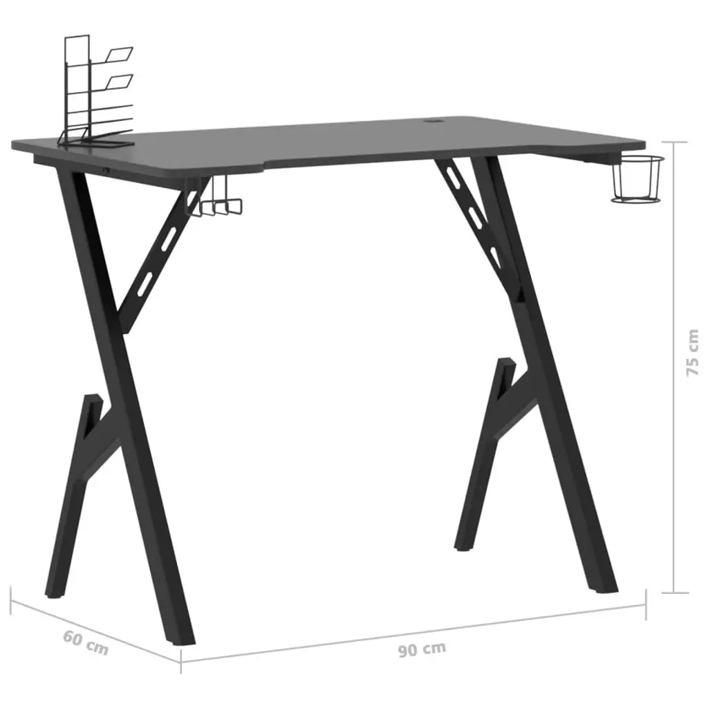 Gaming Desk with Y Shape Legs Black 90x60x75 cm 325404