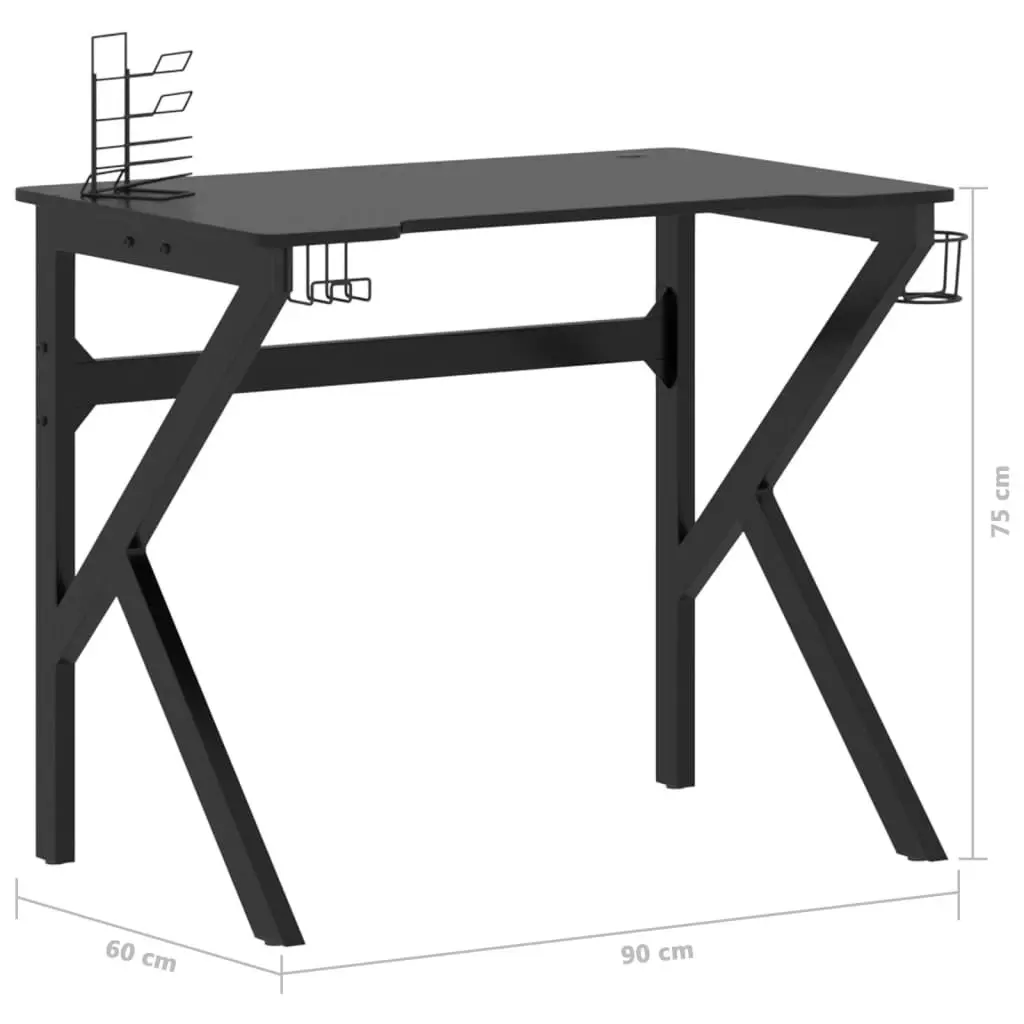 Gaming Desk with K Shape Legs Black 90x60x75 cm 325400