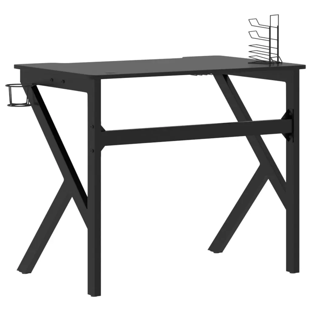 Gaming Desk with K Shape Legs Black 90x60x75 cm 325400