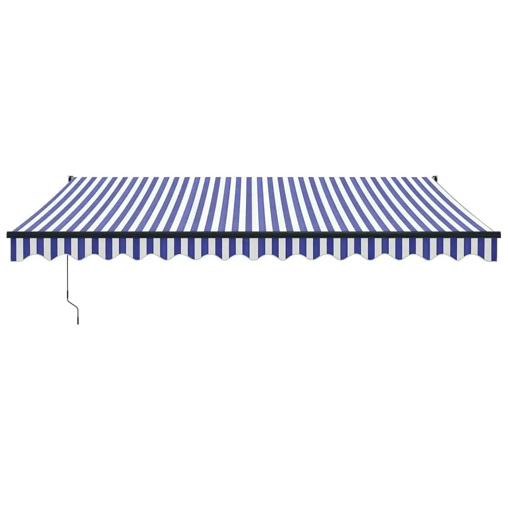 Retractable Awning Blue and White 4x3 m Fabric and Aluminium 3154448