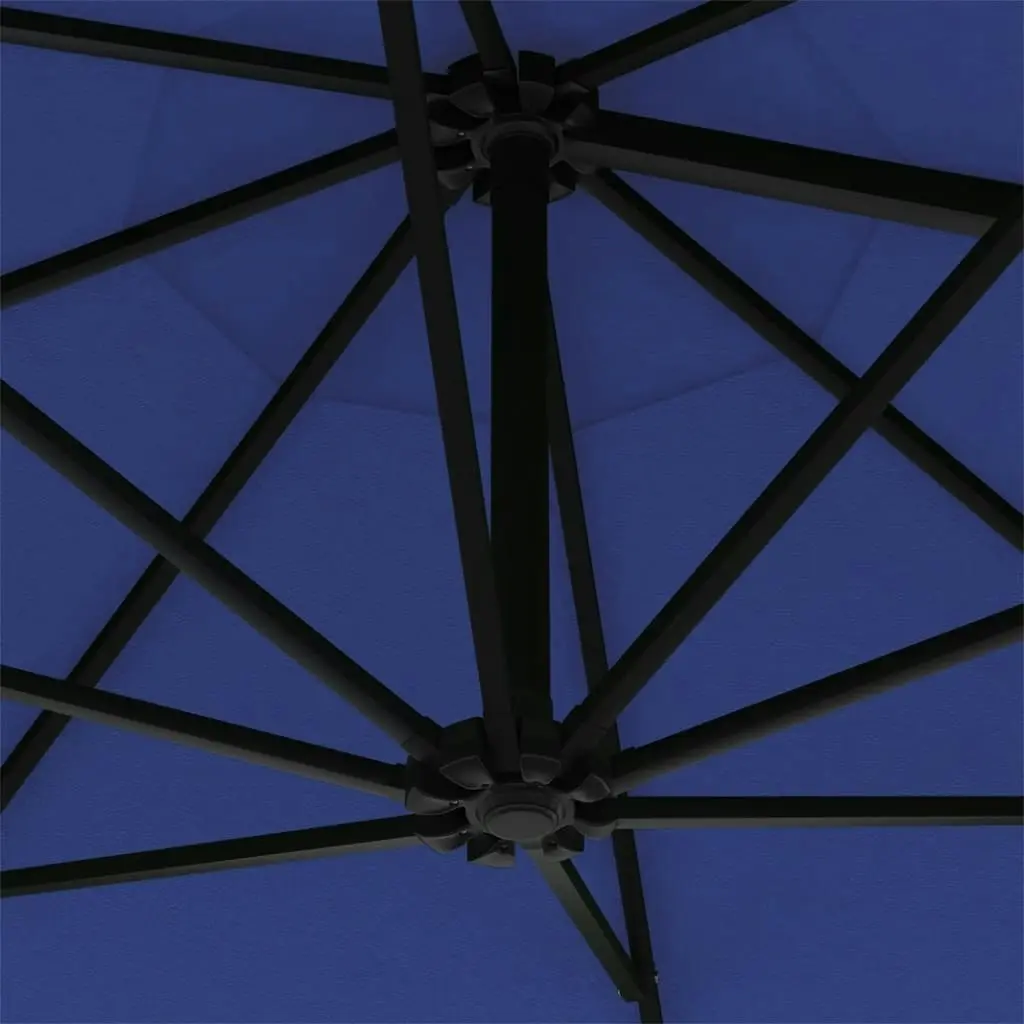 Wall-Mounted Parasol with Metal Pole 300 cm Blue 47301