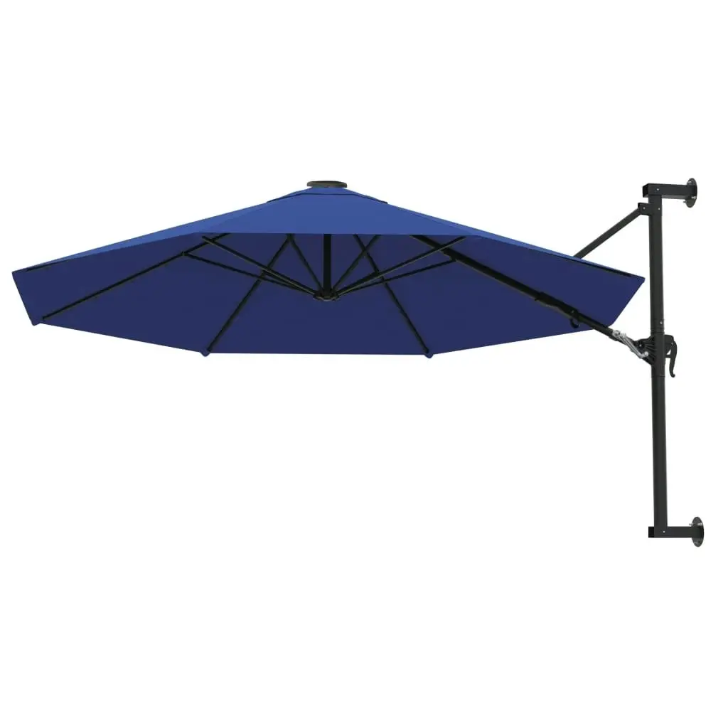 Wall-Mounted Parasol with Metal Pole 300 cm Blue 47301