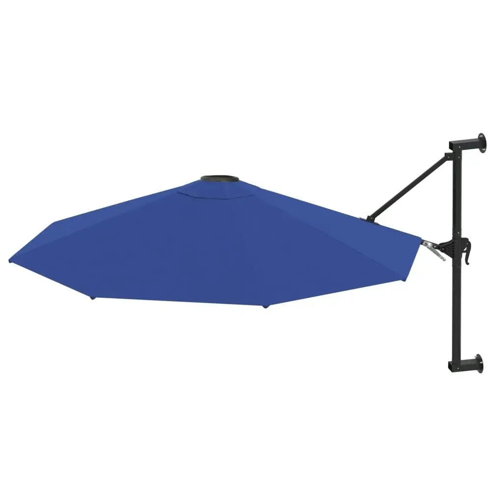 Wall-Mounted Parasol with Metal Pole 300 cm Blue 47301