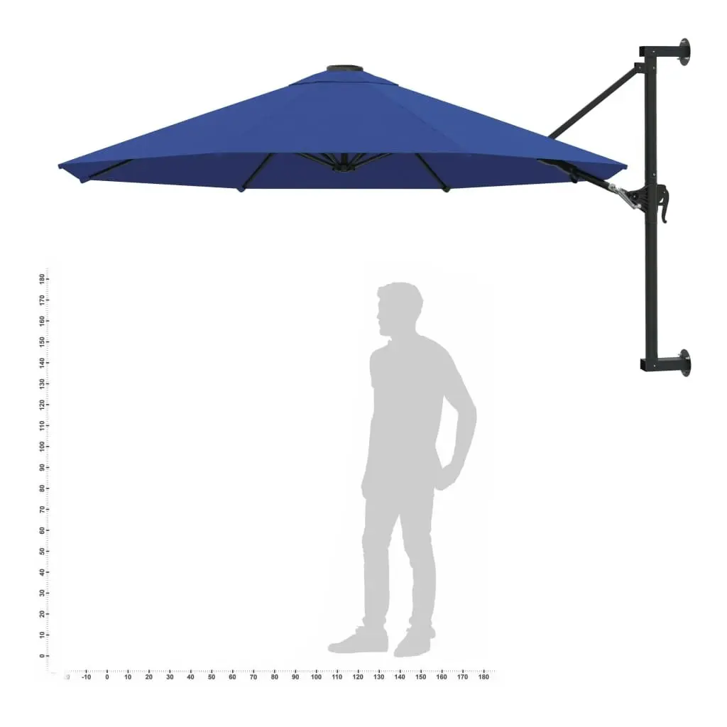 Wall-Mounted Parasol with Metal Pole 300 cm Blue 47301