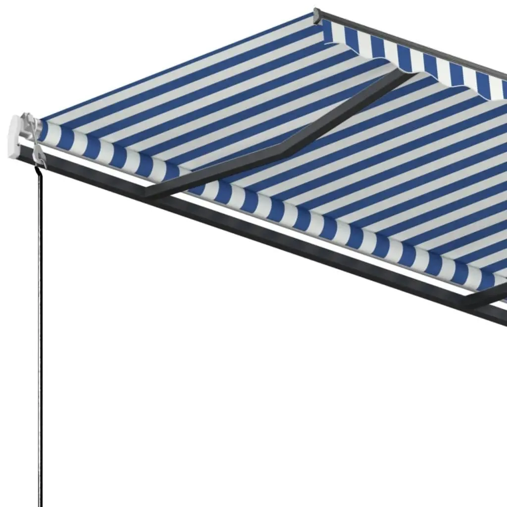 Freestanding Manual Retractable Awning 300x250 cm Blue/White 3069696