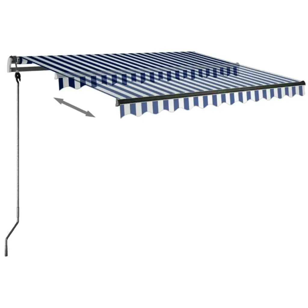 Freestanding Manual Retractable Awning 300x250 cm Blue/White 3069696