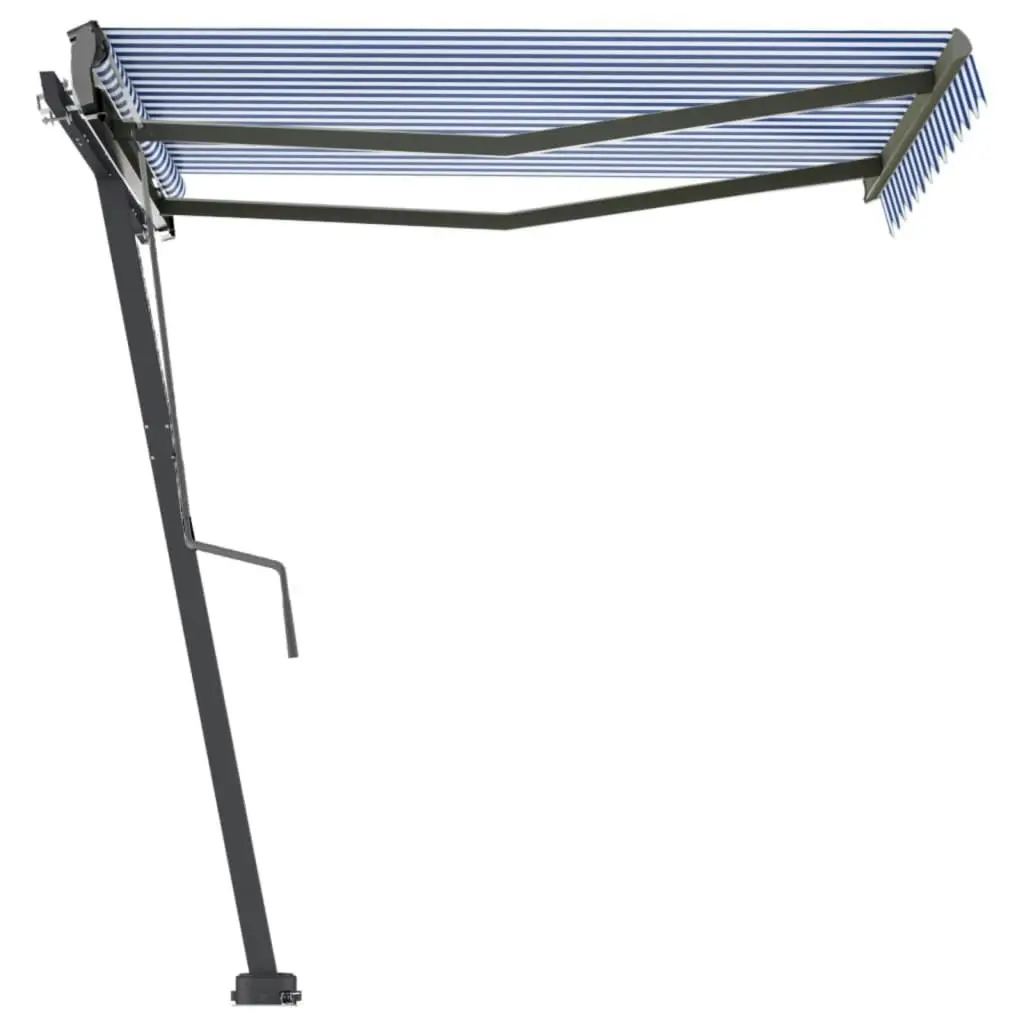 Freestanding Manual Retractable Awning 300x250 cm Blue/White 3069696