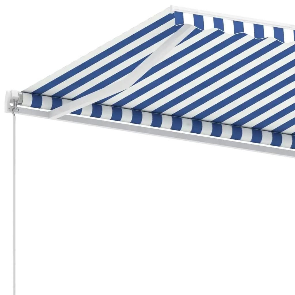 Freestanding Manual Retractable Awning 300x250 cm Blue/White 3069496