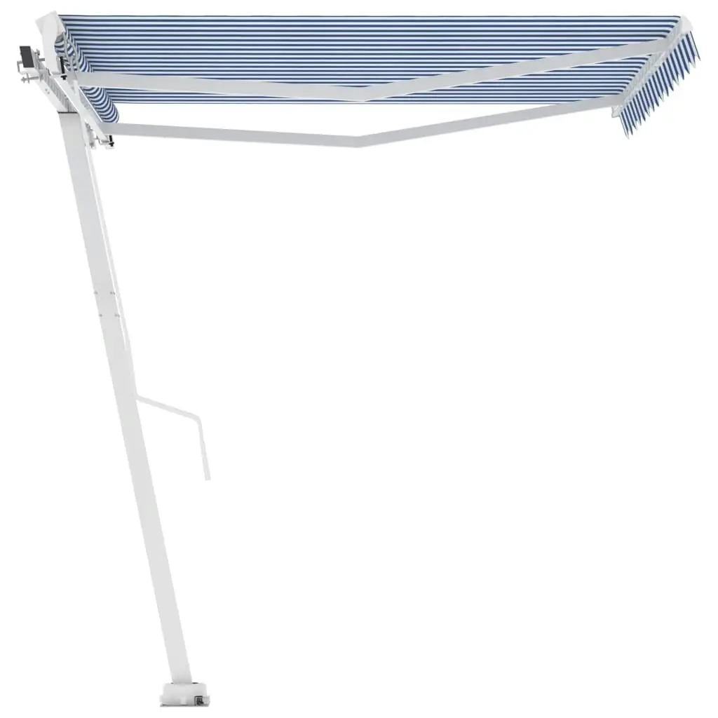 Freestanding Manual Retractable Awning 300x250 cm Blue/White 3069496