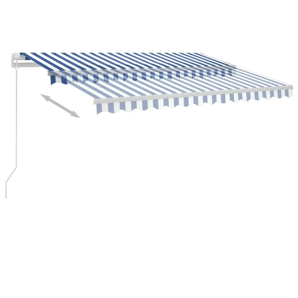 Freestanding Manual Retractable Awning 300x250 cm Blue/White 3069496