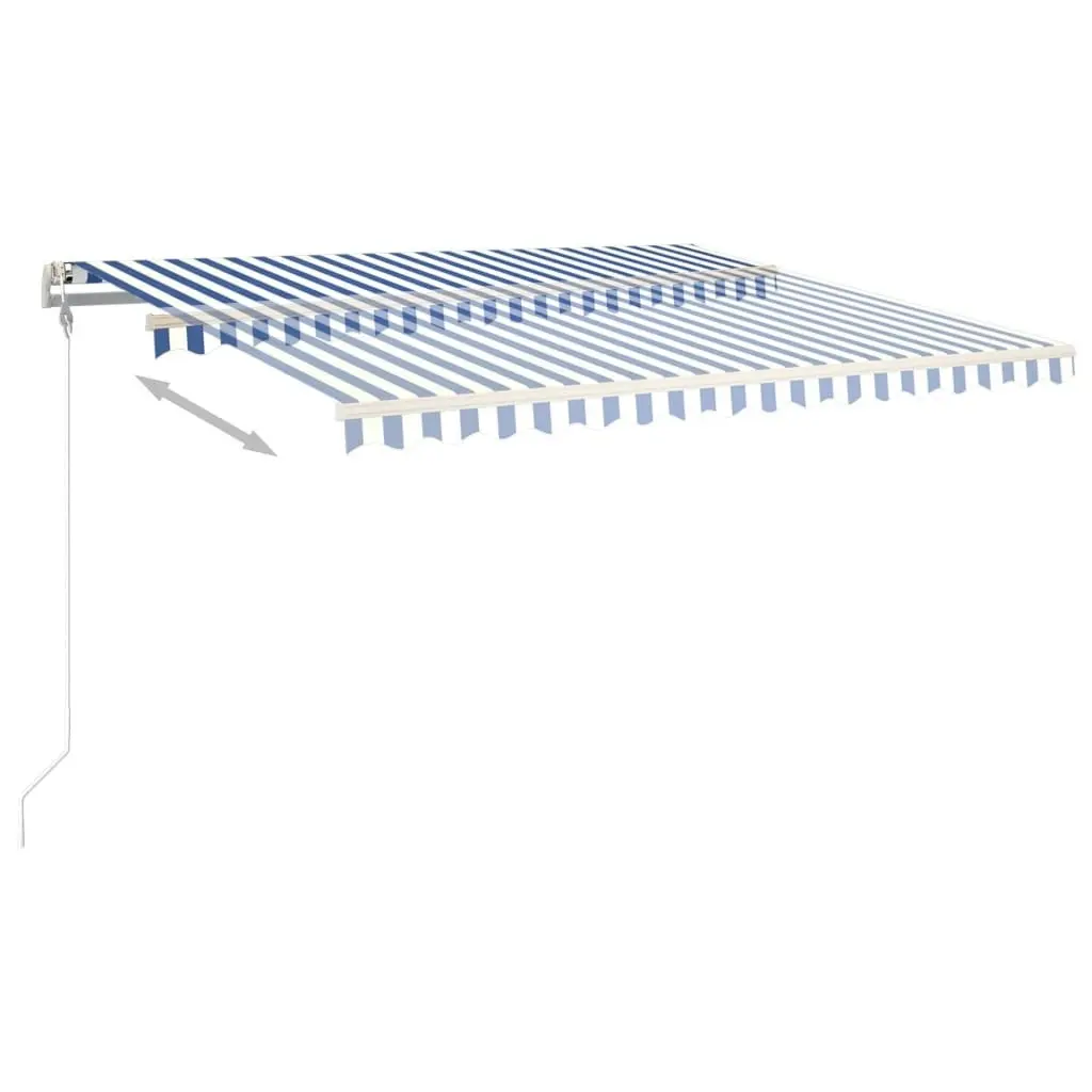 Manual Retractable Awning with Posts 4x3 m Blue and White 3069936