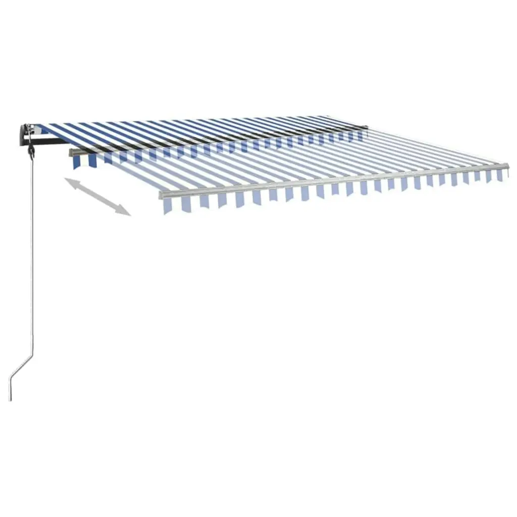 Manual Retractable Awning with Posts 4x3 m Blue and White 3070136