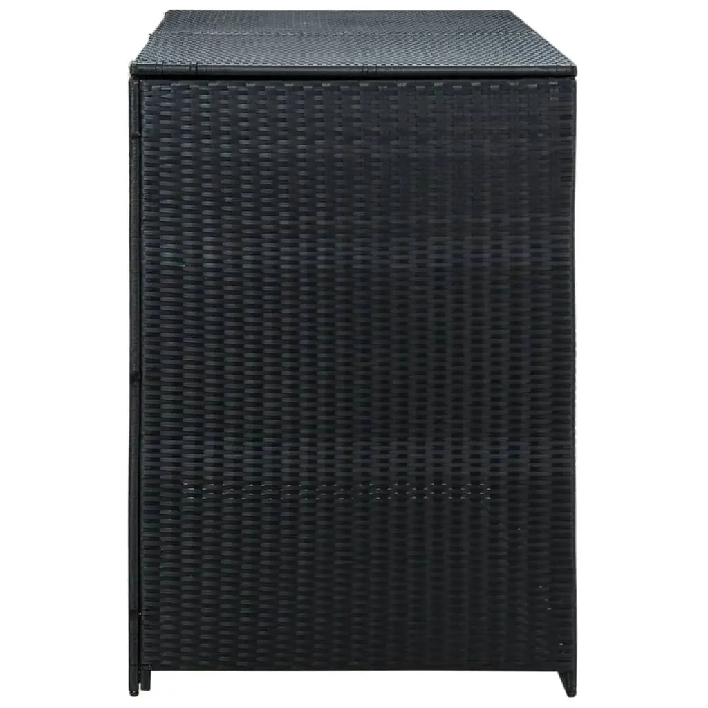 Double Wheelie Bin Shed Poly Rattan Black 148x80x111 cm 43887