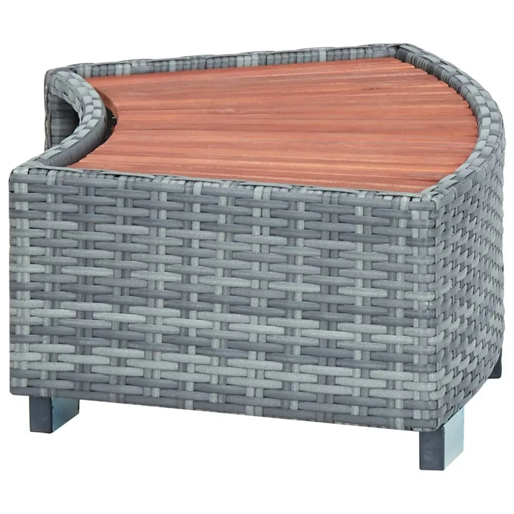 Spa Step Grey Poly Rattan 92x45x25 cm 46461