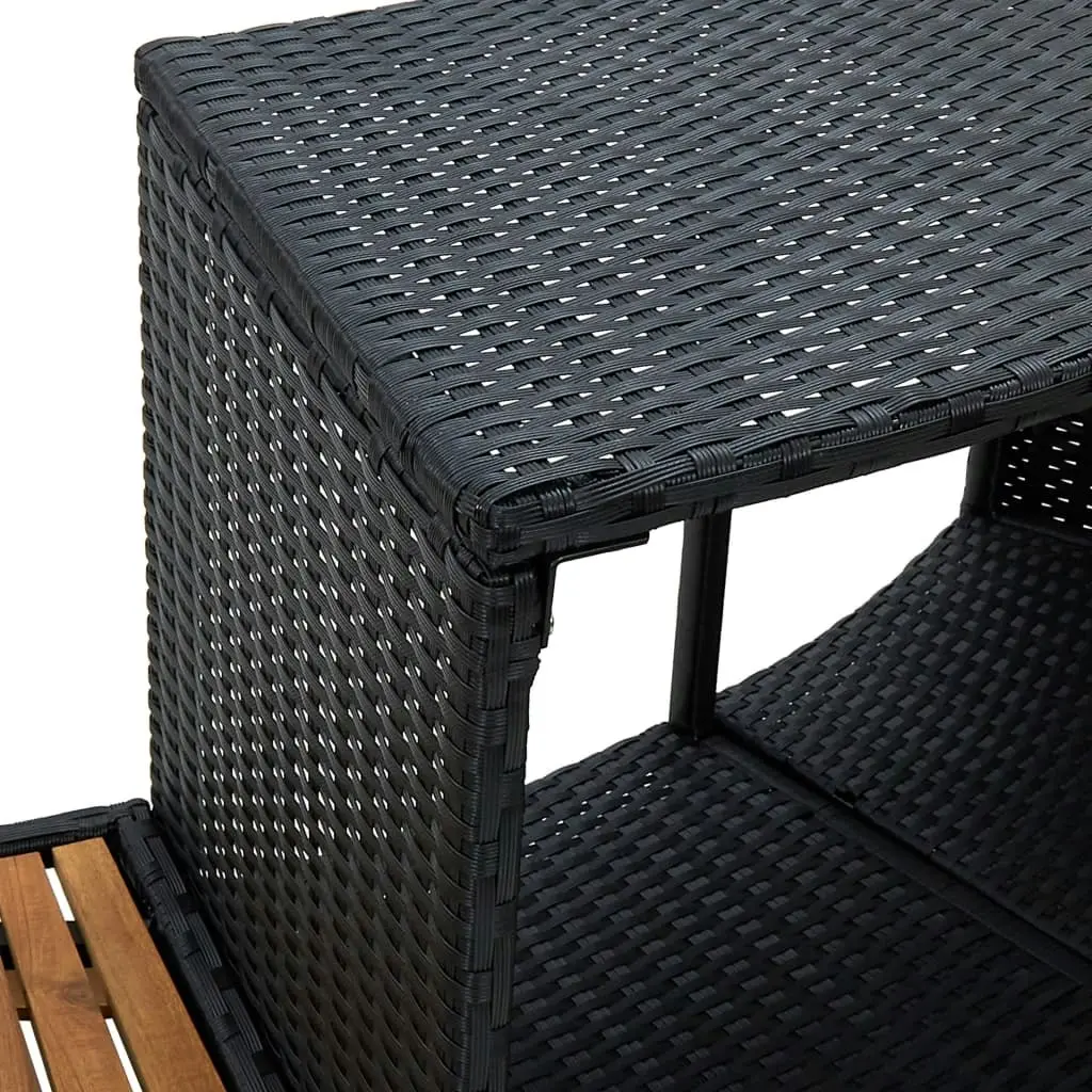 Spa Surround Black Poly Rattan and Acacia Wood 310092