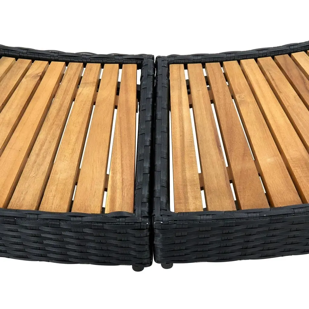 Spa Surround Black Poly Rattan and Acacia Wood 310092