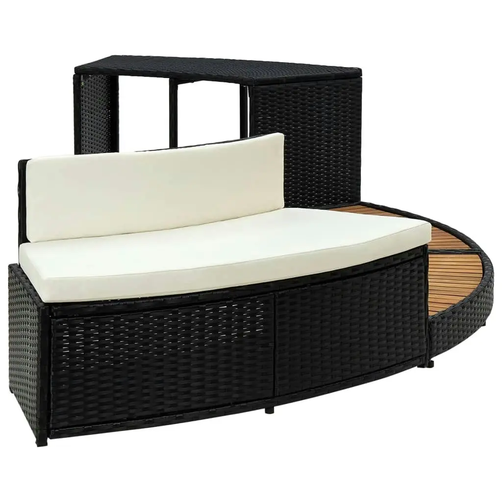 Spa Surround Black Poly Rattan and Acacia Wood 310092