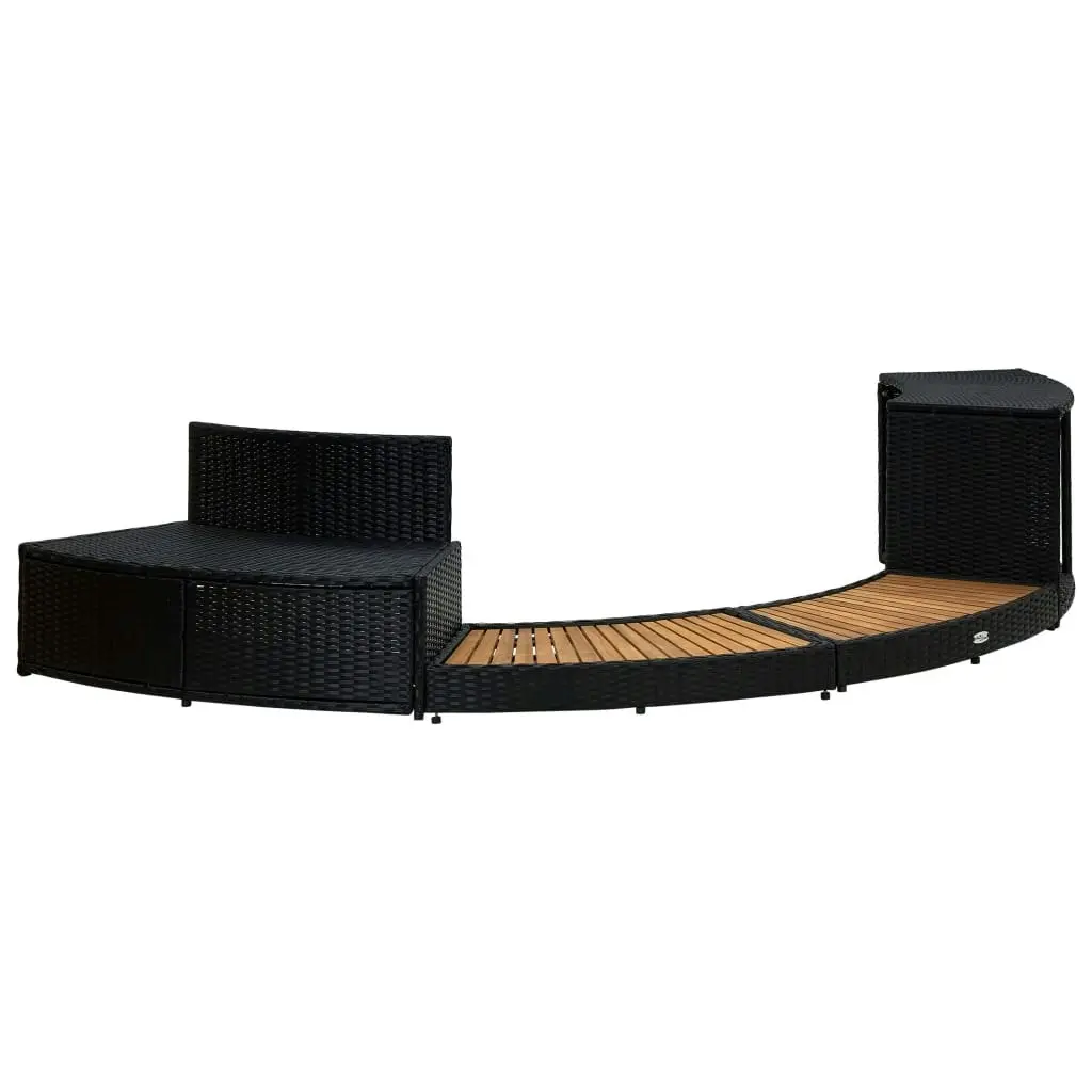 Spa Surround Black Poly Rattan and Acacia Wood 310092