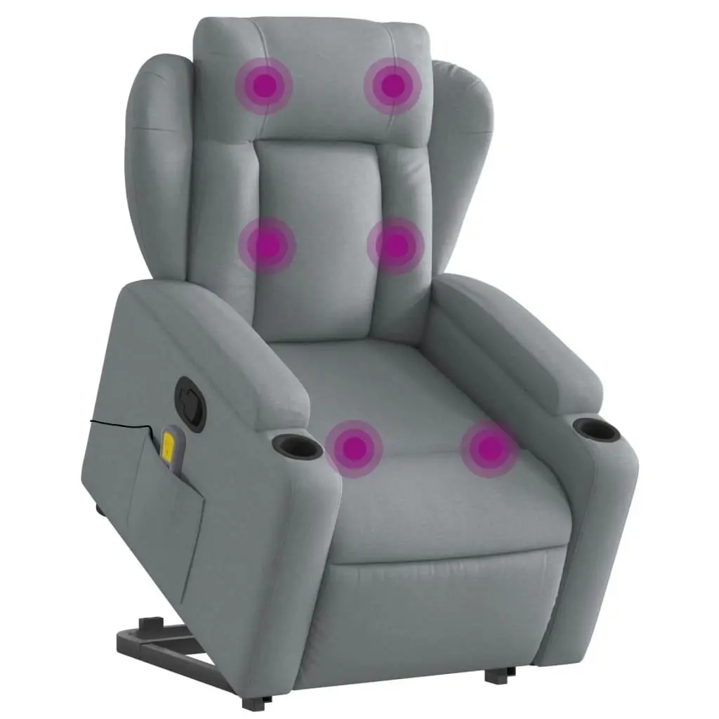 Stand up Massage Recliner Chair Light Grey Fabric 3205584