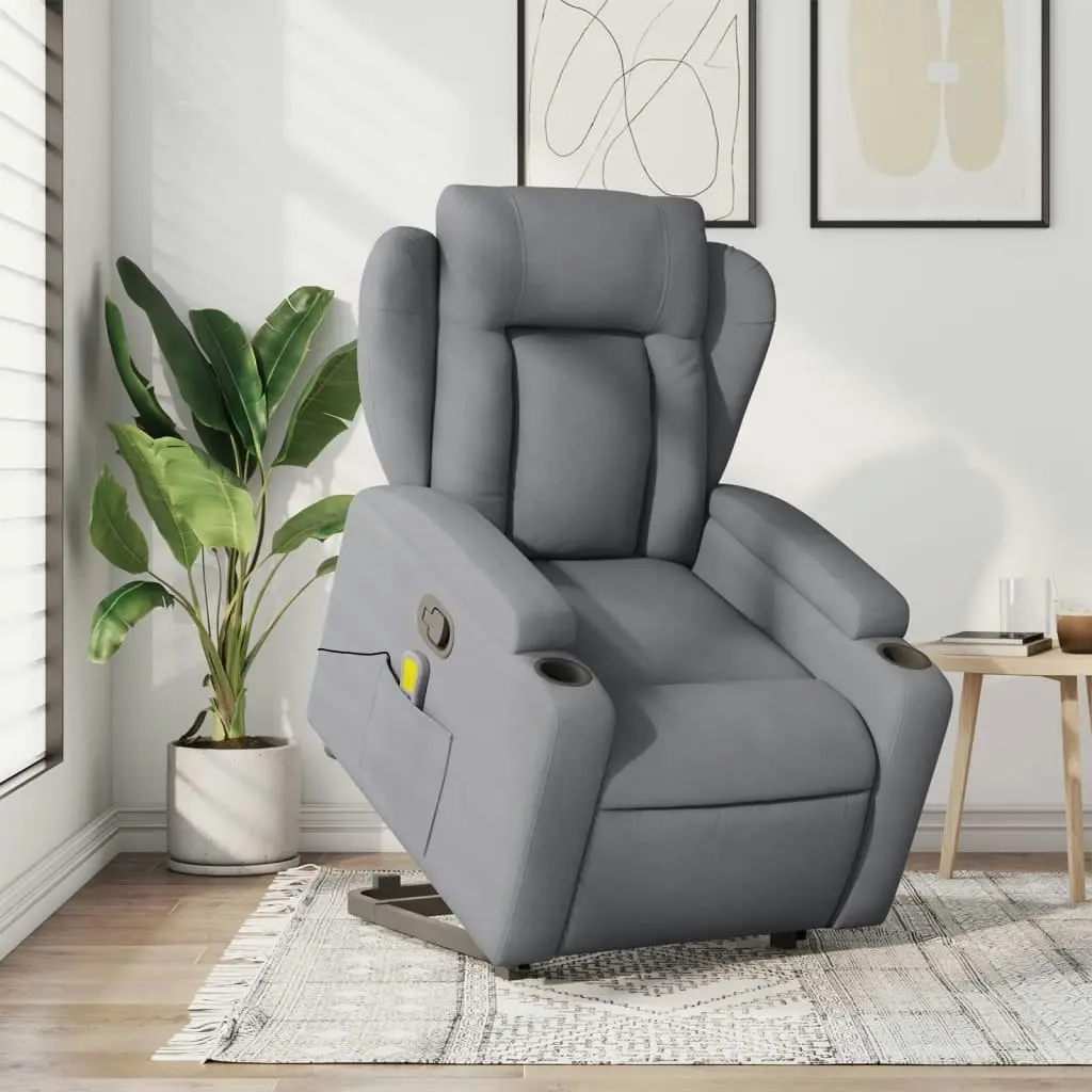 Stand up Massage Recliner Chair Light Grey Fabric 3205584