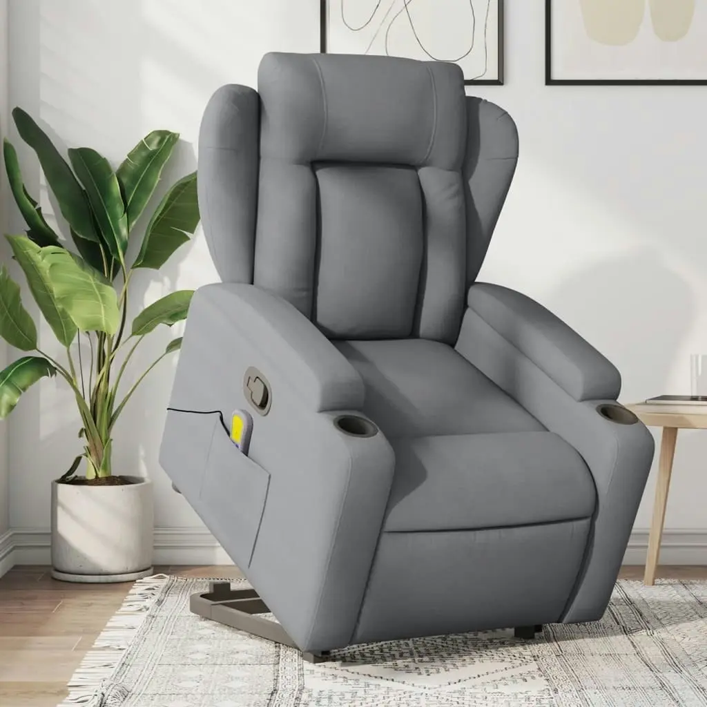 Stand up Massage Recliner Chair Light Grey Fabric 3205584